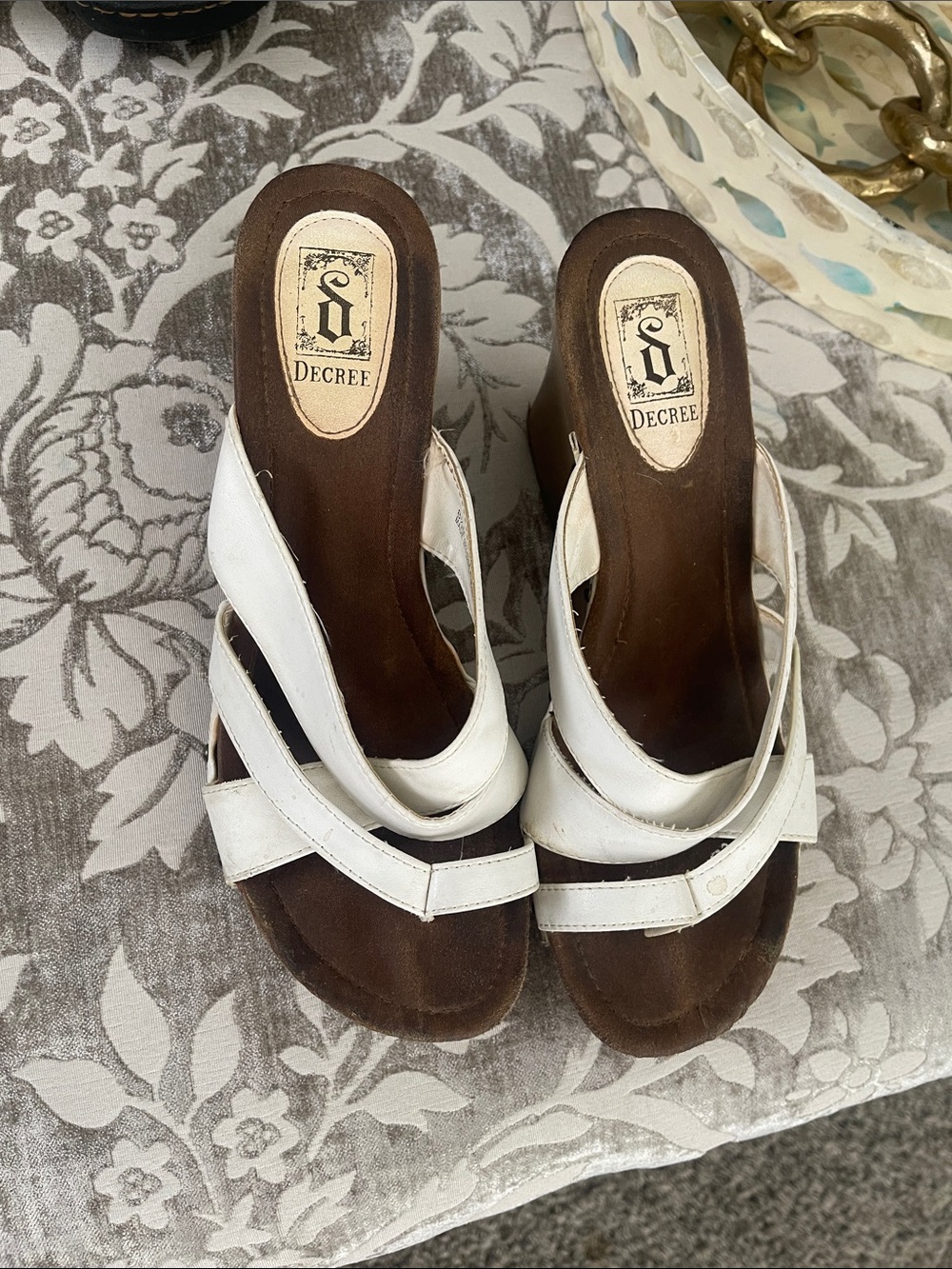 Decree White faux leather  Slip-On Crossover Mules